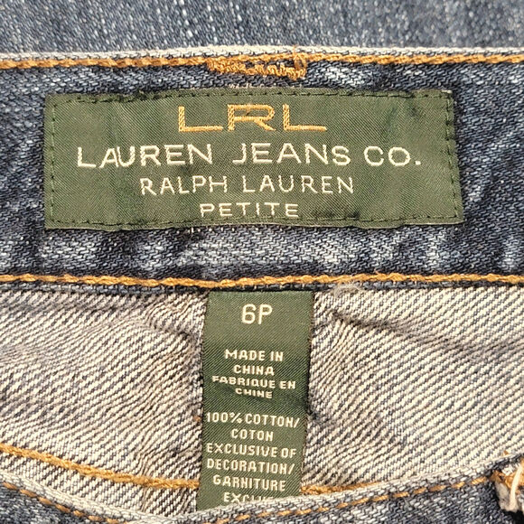 Ralph Lauren Embroidered Embellished Mid Rise Bootcut Blue Denim Jean Size 6P - Picture 11 of 13